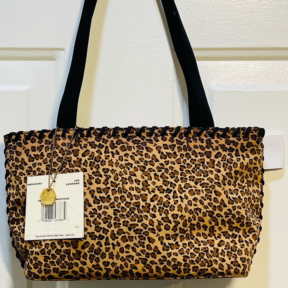 Vintage Liz Claiborne Leopard Animal Print Shoulder Bag Purse Whipstitch NWT - Picture 2 of 12